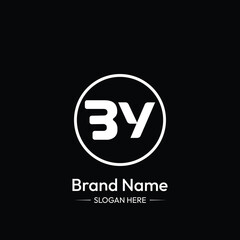 BY Letter Logo Design. Black Background.
