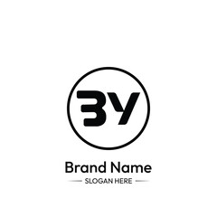 BY Letter Logo Design. white Background.