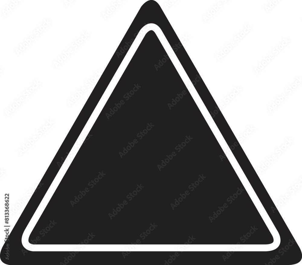 Poster triangle silhouette icon with rounded corners. triangle shape. vector.