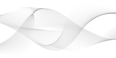 Abstract white wave element for design. Digital frequency track equalizer. Curved wavy line, smooth stripe. Stylized line art background. Vector illustration. 