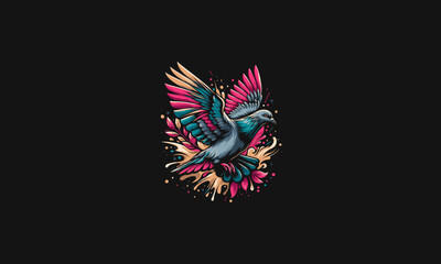 Obraz premium flying pigeon vector illustration artwork design