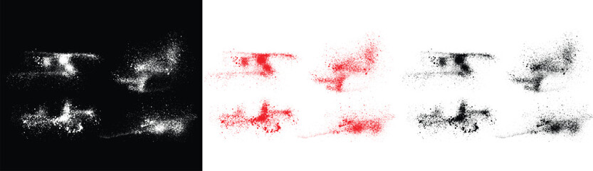 Abstract paint ink red, white and black color grunge brush stroke vector set. Grunge texture brush stroke