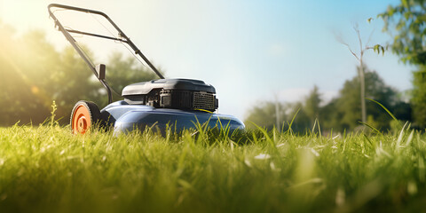 an image of a lawn mowing grasscutting nature lawncare on a blue sky background
