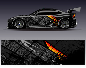 Car wrap design vector. Graphic abstract stripe racing background kit designs for wrap vehicle race car rally adventure and livery