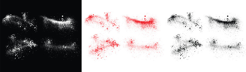 Brushstroke splatter red, black and white color elements background. Grunge brush stroke background