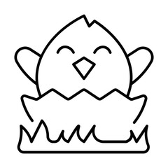 Chick Icon With Thin Line Style