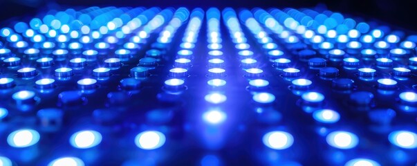 Fototapeta premium LED technology top view of an array of LED lights to symbolize energy efficiency digital tone Complementary Color Scheme