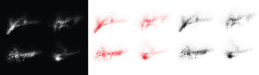 vector brush stroke banner. Hand-drawn grunge texture red, black and white color painted splatter brush stroke set