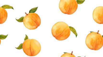 watercolor seamless pattern of peach fruit.