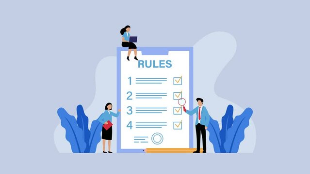 Approved rules and standards, document verification, regulation policy animation video