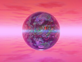 幻想的な球体と空