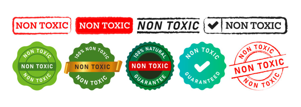 non toxic rectangle circle stamp seal badge labels ticker sign for natural healthy ecology product