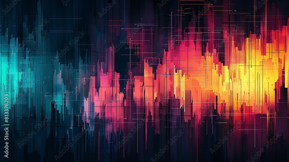 Poster digital glitch art: abstract noise effect with glitch noise distortion texture background
