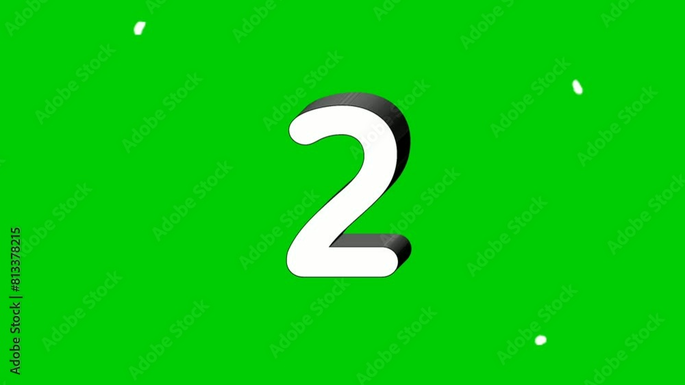 Poster 3d number 2 two sign symbol animation motion graphics icon on green screen background,the number rev