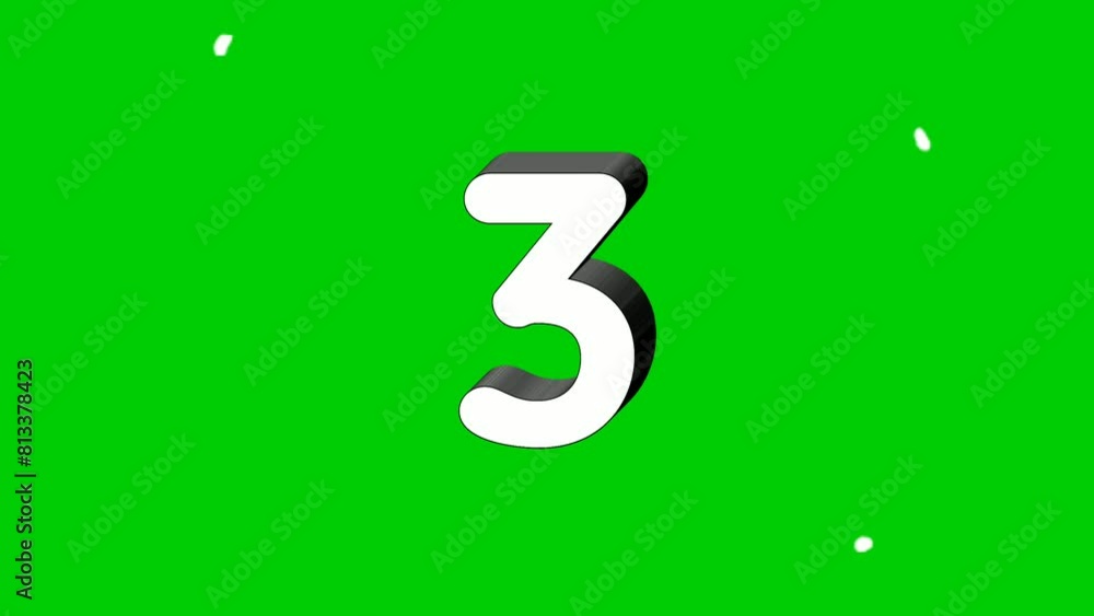 Poster 3d number 3 three sign symbol animation motion graphics icon on green screen background,the number r