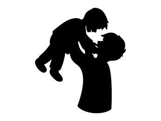 Father Holding Son silhouette Background