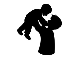 Father Holding Son silhouette Background