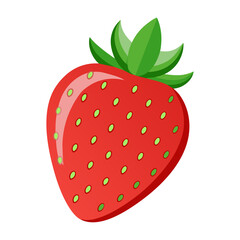 Strawberry fruits with green leaf vector illustration generated by Ai