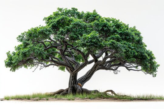 White background with an isolated Samanea saman tree, a Rain Tree, a monkey pod and an East Indian Walnut Tree.