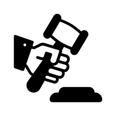 Vector solid black icon for Judge hammer