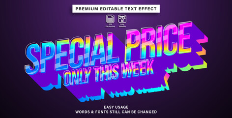 Editable graphic text effect style special price