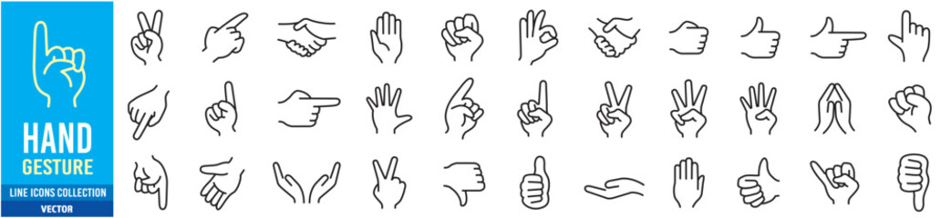  hand sign set collection Vector
