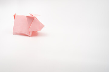 origami pig on white background