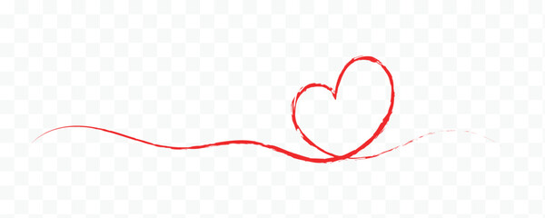 Fototapeta premium Heart borders. Continuous line art hearts. Heart banner or divider for Valentine's Day or Mother's Day with transparent background.