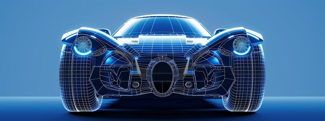 Vehicle blueprint front view automotive design theme Tetradic color scheme