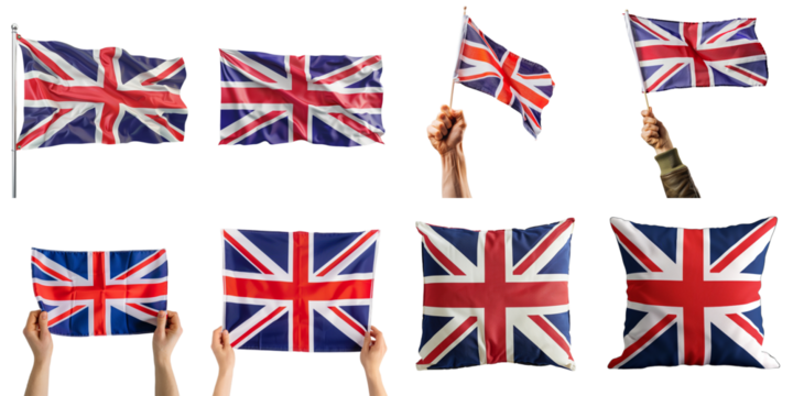 England british nation flag transparent isolated set in 3d png using for presentation.
