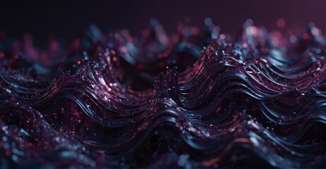 Detailed Abstract 3D background with intricate wavy shape in deep purple hues.