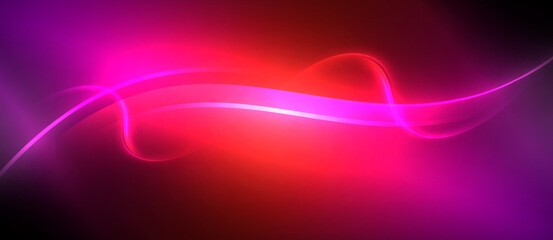 Illuminate your space with a red and purple background featuring a glowing wave in the center. The visual effect lighting creates a stunning neon display reminiscent of a sky at dusk