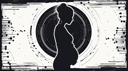 Pregnancy, black and white picture