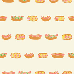 Bunch of Hotdog Seamless Pattern Vector illustration Design