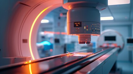 Side profile of a precision cancer treatment device during operation.