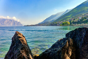 Distant View Across Lake Garda to the Small Town of Malcesine