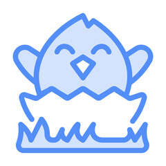 Chick Icon With Lineal Color Style