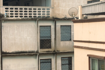 The walls of a multi-storey building as a background