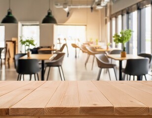 Table for Two: Wood Table Setting in a Sophisticated Restaurant Scene - obrazy, fototapety, plakaty