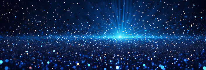 Obraz premium A dark blue background with blue and yellow lines geometric polygonal space low poly network nodes with connected dots and lines on dark blur blue tone background. Concept for digital technology