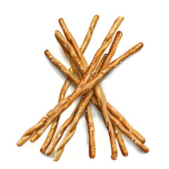 Clipart illustration of pretzel sticks on a white background. Suitable for crafting and digital design projects.[A-0004]