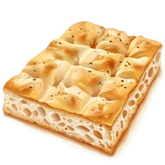Clipart illustration of focaccia on a white background. Suitable for crafting and digital design projects.[A-0003]