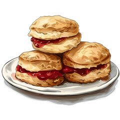 Clipart illustration of scones on a white background. Suitable for crafting and digital design projects.[A-0003]