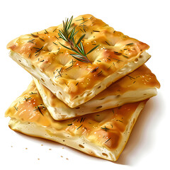 Clipart illustration of focaccia on a white background. Suitable for crafting and digital design projects.[A-0002] - obrazy, fototapety, plakaty