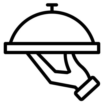 recommend clip art: Waiter hand holding cloche serving plate icon for food apps and websites 