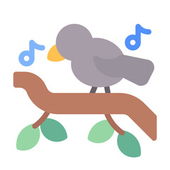 Bird Icon With Flat Color Style 