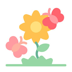Flower Icon With Flat Color Style 