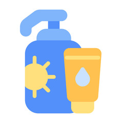Sunscreen Icon With Flat Color Style 