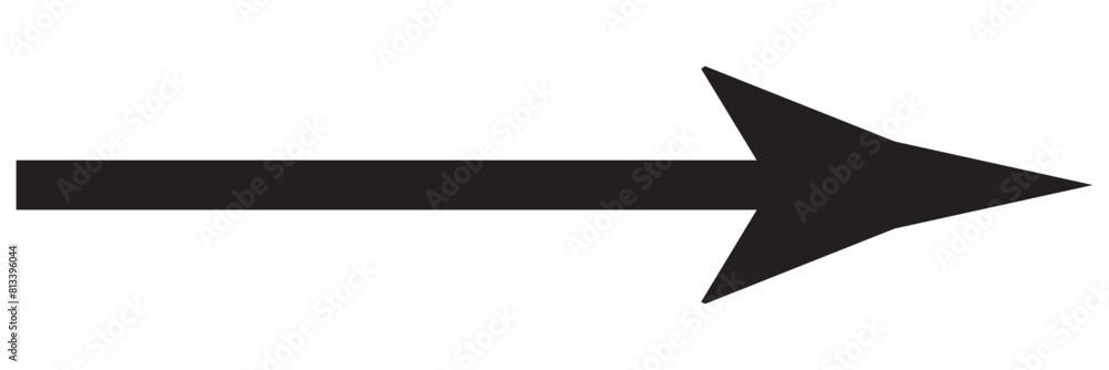 Poster printstraight long arrow, left thin line, orange cursor, horizontal element, thick pointer vector ic