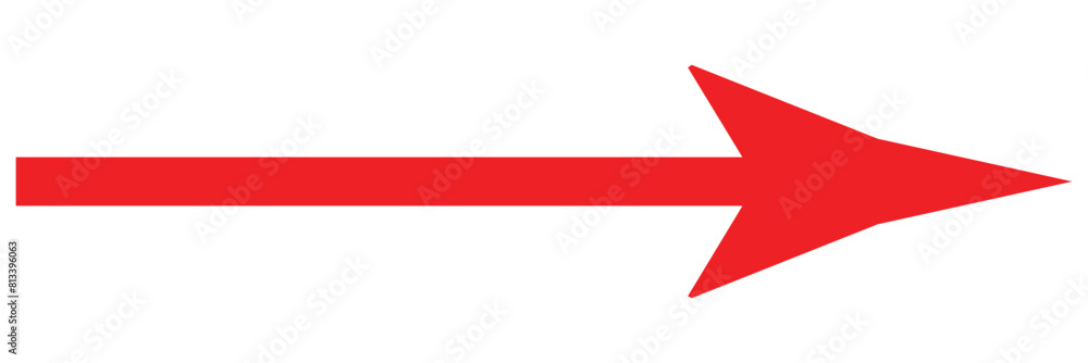 Poster printstraight long arrow, left thin line, orange cursor, horizontal element, thick pointer vector ic